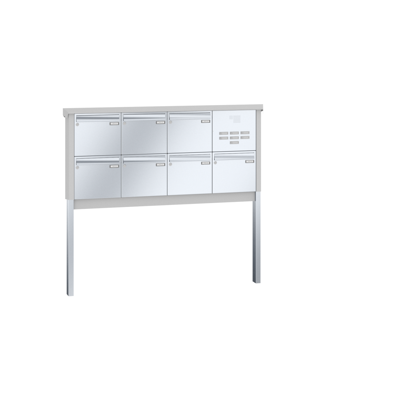 Briefkastenanlage freistehend Edelstahl Sprech Klingel Lea 2