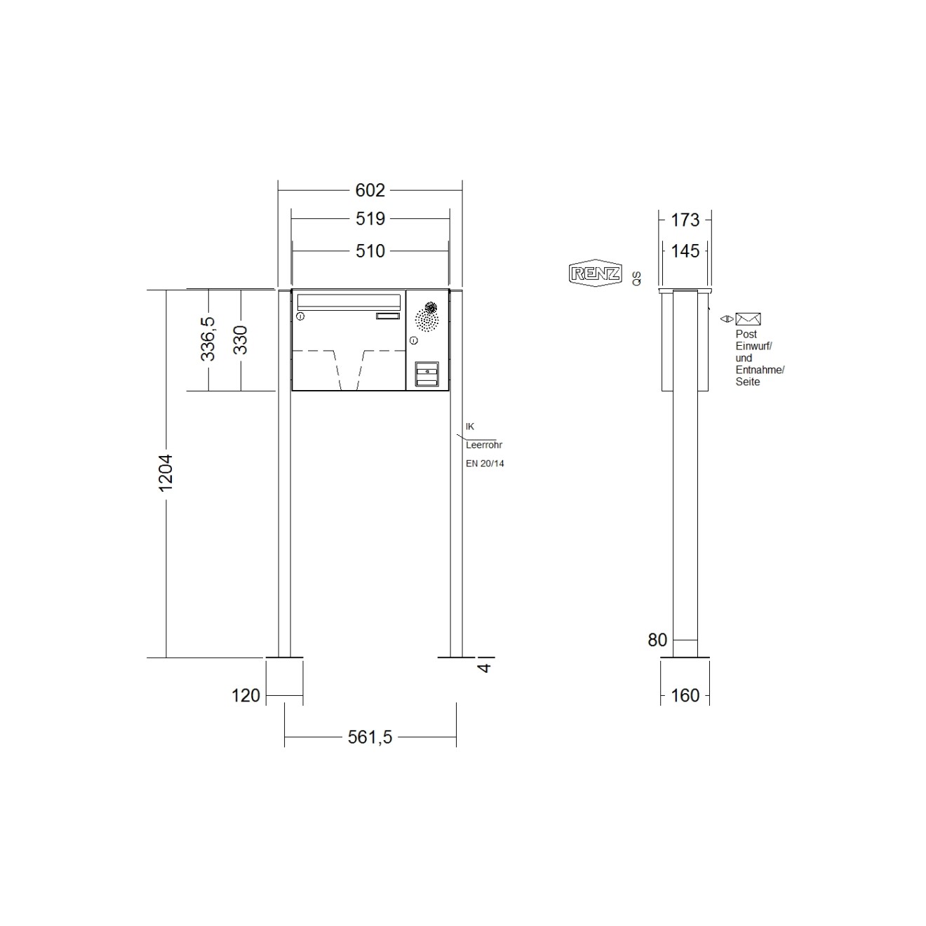 Briefkastenanlage freistehend Renz Basic 1-6 fach