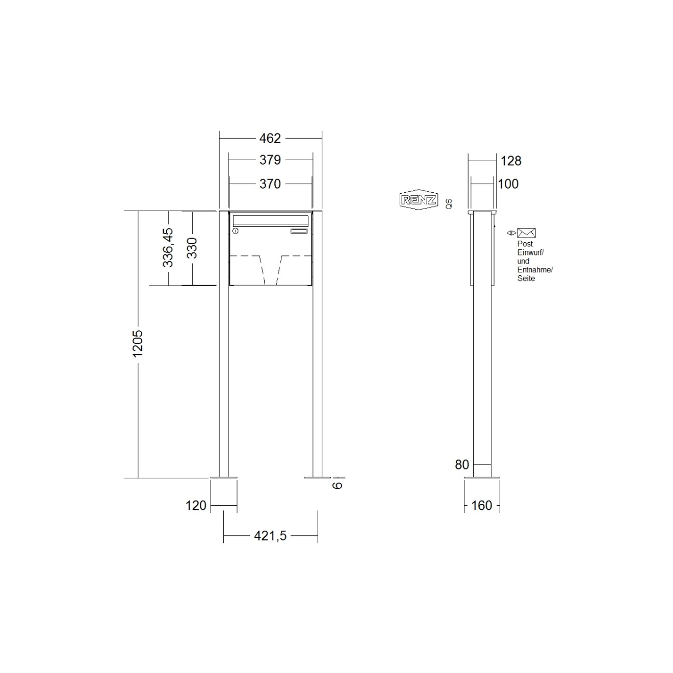 Briefkastenanlage freistehend Renz Basic 1-6 fach