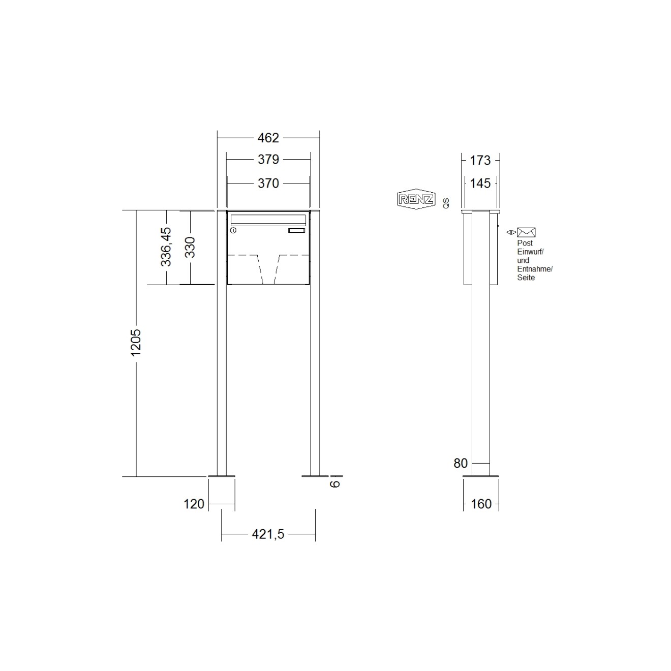 Briefkastenanlage freistehend Renz Basic 1-6 fach