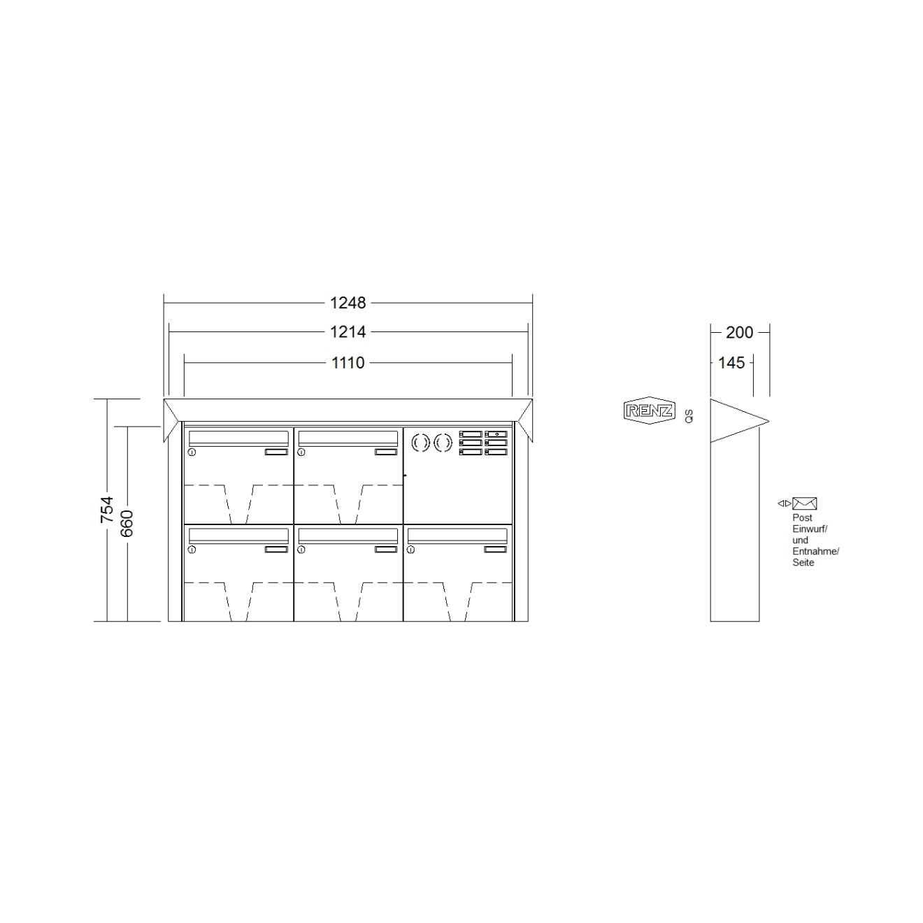 Briefkastenanlage Aufputz Renz Prisma 1-6 fach