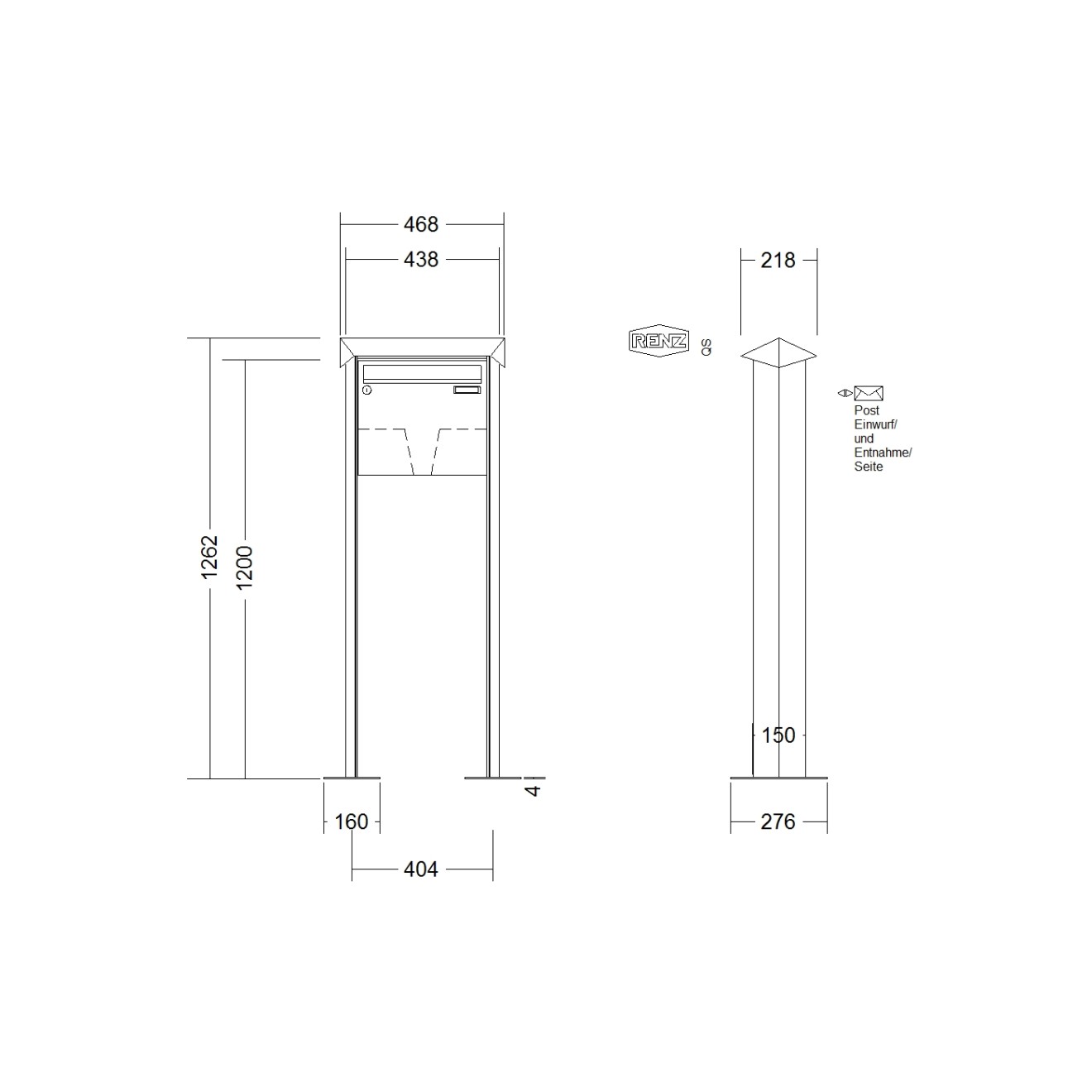 Briefkastenanlage freistehend Renz Prisma 1-6 fach
