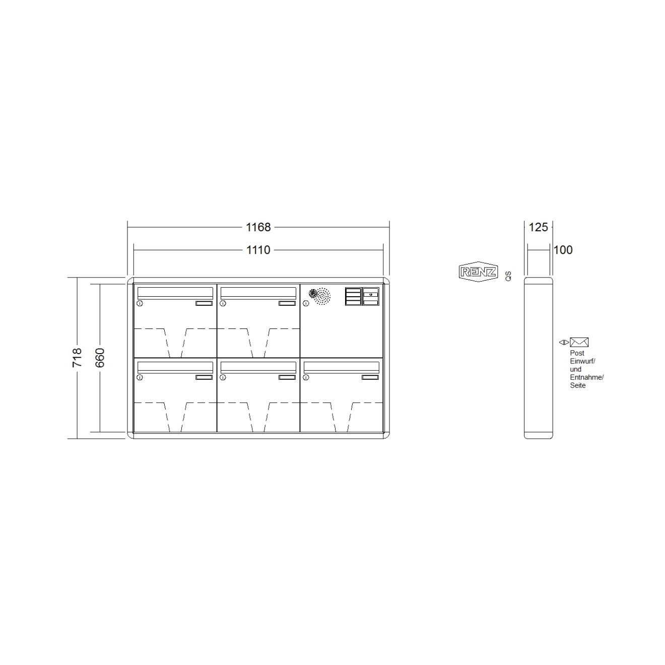 Briefkastenanlage Aufputz Renz RS2000 1-6 fach