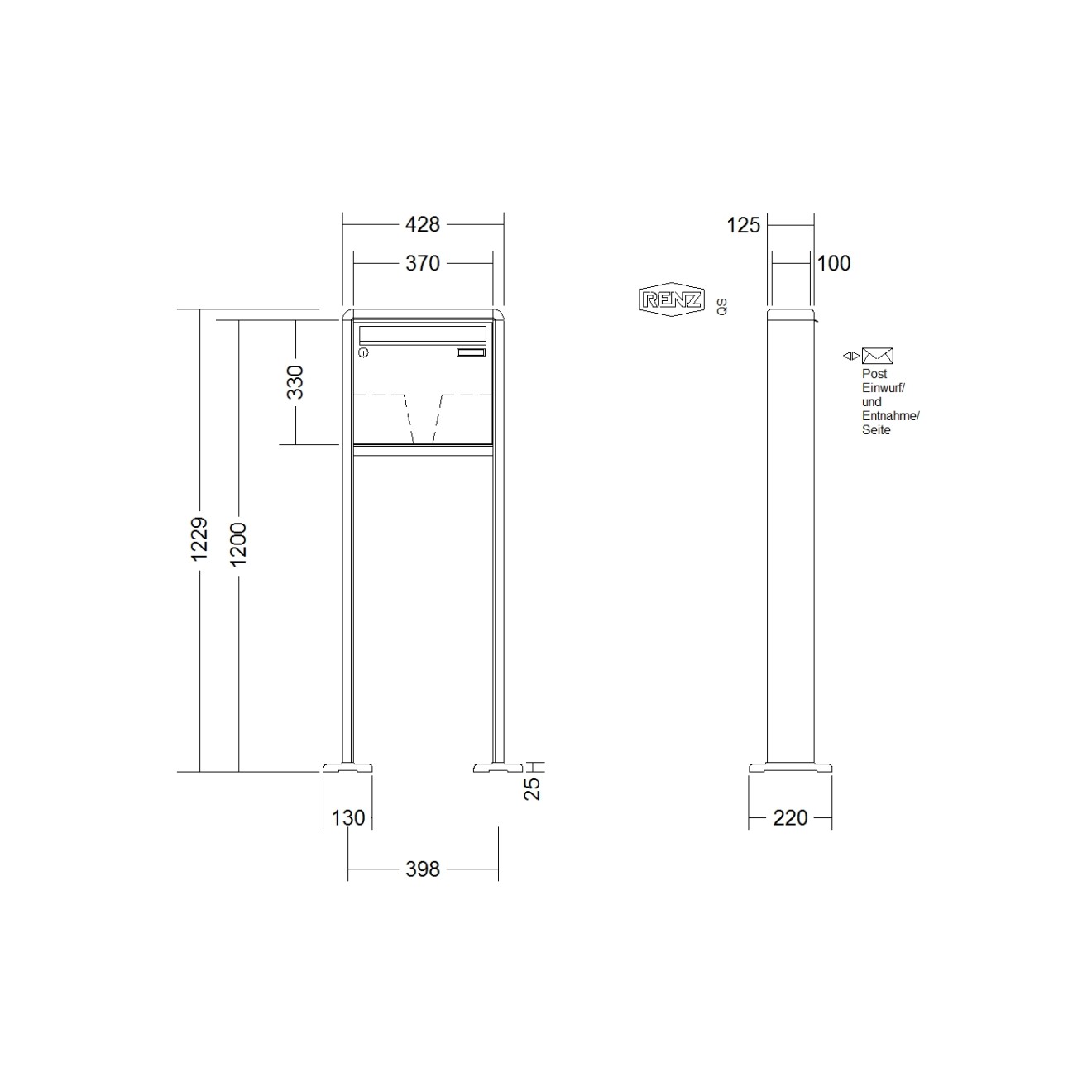 Briefkastenanlage freistehend Renz RS 2000 1-6 fach
