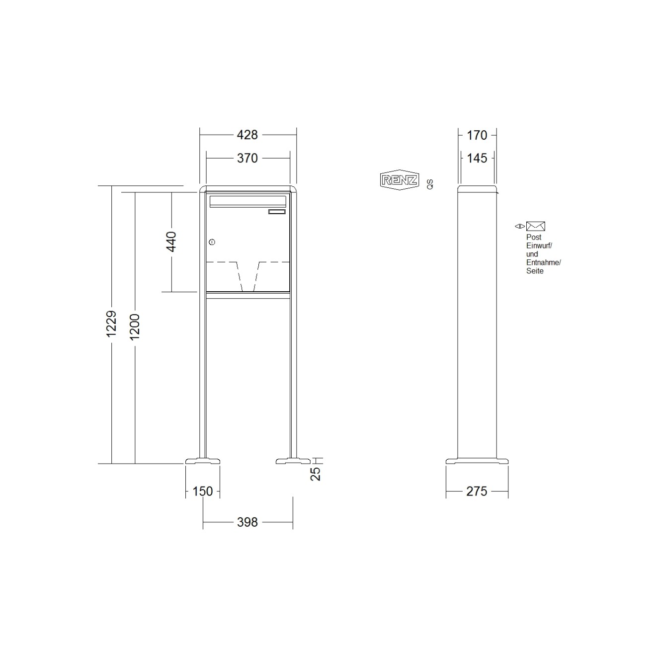 Briefkastenanlage freistehend Renz RS 2000 1-6 fach