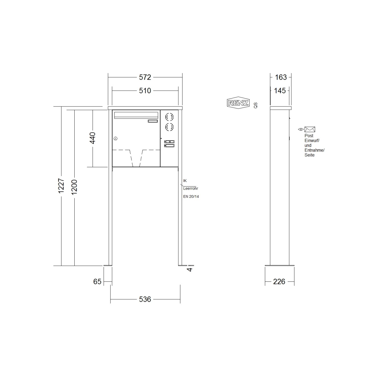 Briefkastenanlage freistehend Renz Tetro 1-6 fach