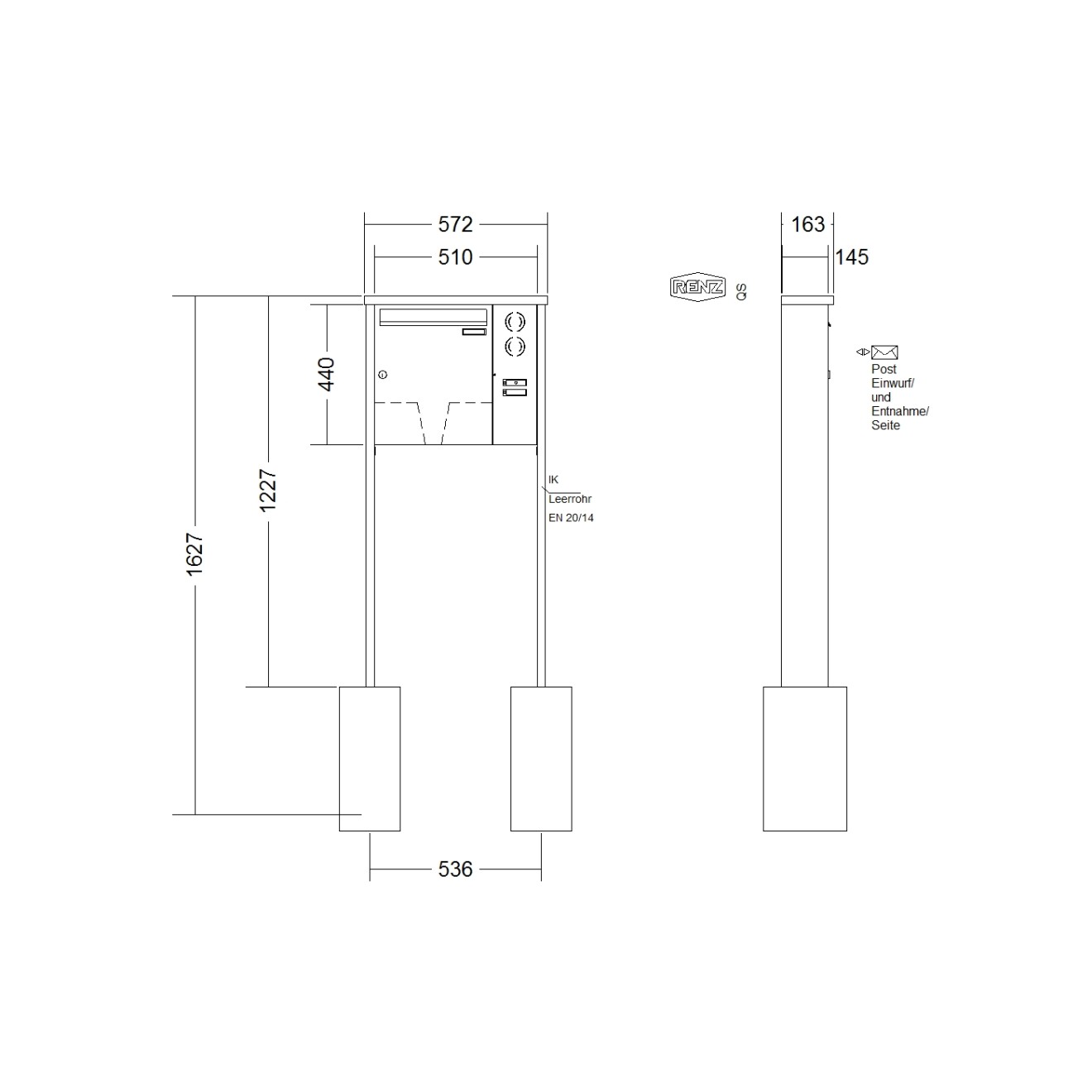 Briefkastenanlage freistehend Renz Tetro 1-6 fach