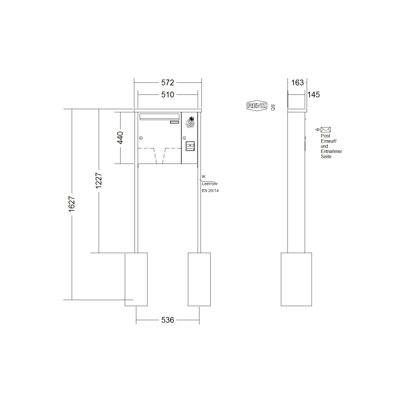 Briefkastenanlage freistehend Renz Tetro 1-6 fach