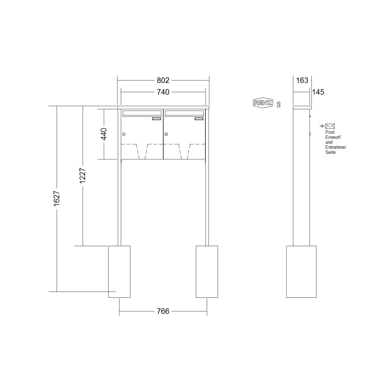 Briefkastenanlage freistehend Renz Tetro 1-6 fach