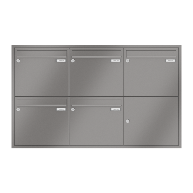 Briefkastenanlage Unterputz 1-12 Fach, Teilnehmer: 5 Teilnehmer, Anlagenfarbe: Standard Farben