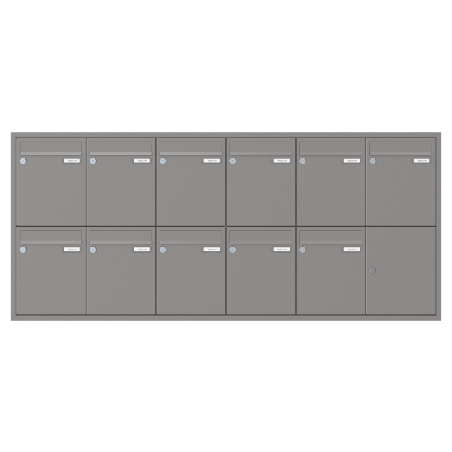 Briefkasten Unterputz 1-12 Fach, Teilnehmer: 11 Teilnehmer, Anlagenfarbe: Standard Farben