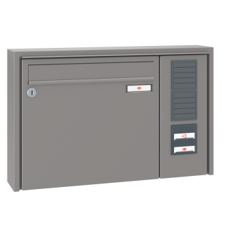 Briefkastenanlage Aufputz Renz Quadra 1-6 fach, Sprech - Klingel: mit Sprech Klingel, Kastengröße: 370 x 330 x 100mm ( 12 Liter ), Teilnehmer: 1 Teilnehmer, Anlagenfarbe: Standard Farben