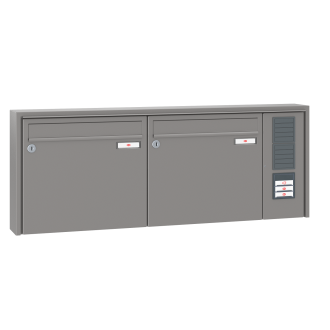 Briefkastenanlage Aufputz Renz Quadra 1-6 fach, Sprech - Klingel: mit Sprech Klingel, Kastengröße: 370 x 330 x 100mm ( 12 Liter ), Teilnehmer: 2 Teilnehmer, Anlagenfarbe: Standard Farben