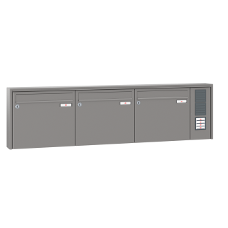 Briefkastenanlage Aufputz Renz Quadra 1-6 fach, Sprech - Klingel: mit Sprech Klingel, Kastengröße: 370 x 330 x 100mm ( 12 Liter ), Teilnehmer: 3 Teilnehmer, Anlagenfarbe: Standard Farben
