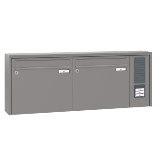 Briefkastenanlage Aufputz Renz Quadra 1-6 fach, Sprech - Klingel: mit Sprech Klingel, Kastengröße: 370 x 330 x 145mm ( 17 Liter ), Teilnehmer: 2 Teilnehmer, Anlagenfarbe: Standard Farben