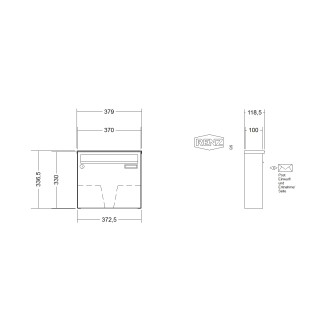 Briefkastenanlage Aufputz Renz Basic 1-6 fach, Sprech - Klingel: ohne Sprech - Klingel, Kastengröße: 370 x 330 x 100mm ( 12 Liter ), Teilnehmer: 1 Teilnehmer, Anlagenfarbe: Standard Farben
