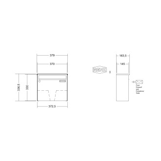 Briefkastenanlage Aufputz Renz Basic 1-6 fach, Sprech - Klingel: ohne Sprech - Klingel, Kastengröße: 370 x 330 x 145mm ( 17 Liter ), Teilnehmer: 1 Teilnehmer, Anlagenfarbe: Standard Farben