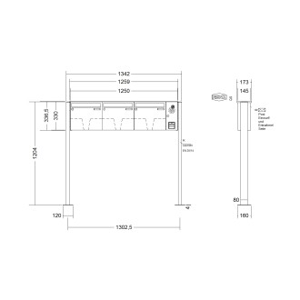 Briefkastenanlage freistehend Renz Basic 1-6 fach, Sprech - Klingel: mit Sprech Klingel, Montageart: zum Aufschrauben, Kastengröße: 370 x 330 x 145mm ( 17 Liter ), Teilnehmer: 3 Teilnehmer, Anlagenfarbe: Standard Farben