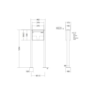 Briefkastenanlage freistehend Renz Basic 1-6 fach, Sprech - Klingel: ohne Sprech - Klingel, Montageart: zum Aufschrauben, Kastengröße: 370 x 330 x 145mm ( 17 Liter ), Teilnehmer: 1 Teilnehmer, Anlagenfarbe: Standard Farben