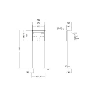 Briefkastenanlage freistehend Renz Basic 1-6 fach, Sprech - Klingel: ohne Sprech - Klingel, Montageart: zum Aufschrauben, Kastengröße: 370 x 330 x 145mm ( 17 Liter ), Teilnehmer: 1 Teilnehmer, Anlagenfarbe: Edelstahl V4A