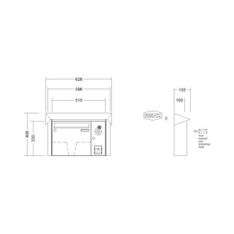 Briefkastenanlage Aufputz Renz Prisma 1-6 fach, Sprech - Klingel: mit Sprech Klingel, Kastengröße: 370 x 330 x 100mm ( 12 Liter ), Teilnehmer: 1 Teilnehmer, Anlagenfarbe: Standard Farben