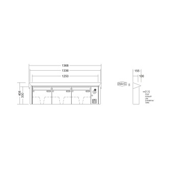 Briefkastenanlage Aufputz Renz Prisma 1-6 fach, Sprech - Klingel: mit Sprech Klingel, Kastengröße: 370 x 330 x 100mm ( 12 Liter ), Teilnehmer: 3 Teilnehmer, Anlagenfarbe: Standard Farben