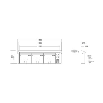 Briefkastenanlage Aufputz Renz Prisma 1-6 fach, Sprech - Klingel: mit Sprech Klingel, Kastengröße: 370 x 330 x 100mm ( 12 Liter ), Teilnehmer: 3 Teilnehmer, Anlagenfarbe: Edelstahl V4A