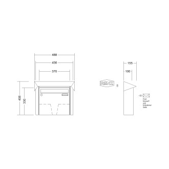 Briefkastenanlage Aufputz Renz Prisma 1-6 fach, Sprech - Klingel: ohne Sprech - Klingel, Kastengröße: 370 x 330 x 100mm ( 12 Liter ), Teilnehmer: 1 Teilnehmer, Anlagenfarbe: Standard Farben
