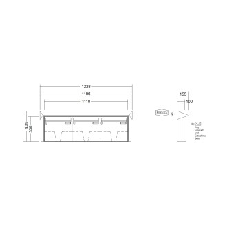 Briefkastenanlage Aufputz Renz Prisma 1-6 fach, Sprech - Klingel: ohne Sprech - Klingel, Kastengröße: 370 x 330 x 100mm ( 12 Liter ), Teilnehmer: 3 Teilnehmer, Anlagenfarbe: Standard Farben