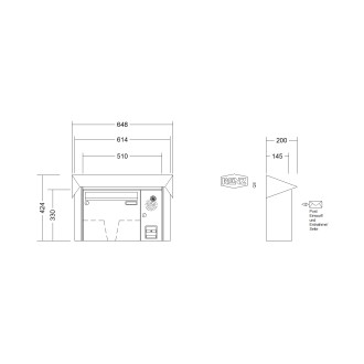 Briefkastenanlage Aufputz Renz Prisma 1-6 fach, Sprech - Klingel: mit Sprech Klingel, Kastengröße: 370 x 330 x 145mm ( 17 Liter ), Teilnehmer: 1 Teilnehmer, Anlagenfarbe: Standard Farben