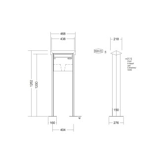 Briefkastenanlage freistehend Renz Prisma 1-6 fach, Sprech - Klingel: ohne Sprech - Klingel, Montageart: zum Aufschrauben, Kastengröße: 370 x 330 x 100mm ( 12 Liter ), Teilnehmer: 1 Teilnehmer, Anlagenfarbe: Edelstahl V4A