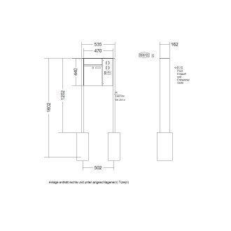 Briefkastenanlage freistehend Renz Plan 1-6 fach, Sprech - Klingel: mit Sprech Klingel, Montageart: zum Einbetonieren, Kastengröße: 300 x 440 x 160mm ( 21 Liter ), Teilnehmer: 1 Teilnehmer, Anlagenfarbe: Standard Farben