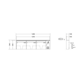 Briefkastenanlage Aufputz Renz Quadra 1-6 fach, Sprech - Klingel: mit Sprech Klingel, Kastengröße: 370 x 330 x 100mm ( 12 Liter ), Teilnehmer: 3 Teilnehmer, Anlagenfarbe: Standard Farben