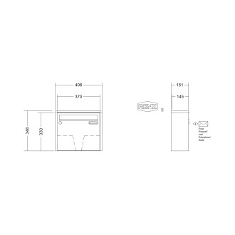 Briefkastenanlage Aufputz Renz Quadra 1-6 fach, Sprech - Klingel: ohne Sprech - Klingel, Kastengröße: 370 x 330 x 145mm ( 17 Liter ), Teilnehmer: 1 Teilnehmer, Anlagenfarbe: Standard Farben