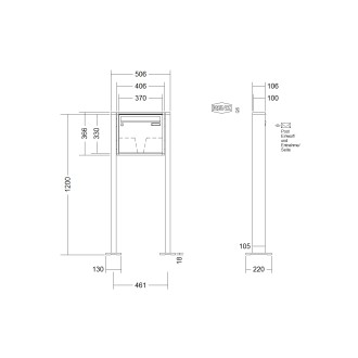Briefkastenanlage freistehend Renz Quadra 1-6 fach, Sprech - Klingel: ohne Sprech - Klingel, Montageart: zum Aufschrauben, Kastengröße: 370 x 330 x 100mm ( 12 Liter ), Teilnehmer: 1 Teilnehmer, Anlagenfarbe: Standard Farben