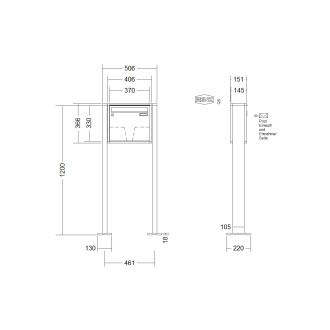Briefkastenanlage freistehend Renz Quadra 1-6 fach, Sprech - Klingel: ohne Sprech - Klingel, Montageart: zum Aufschrauben, Kastengröße: 370 x 330 x 145mm ( 17 Liter ), Teilnehmer: 1 Teilnehmer, Anlagenfarbe: Standard Farben