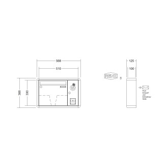 Briefkastenanlage Aufputz Renz RS2000 1-6 fach, Sprech - Klingel: mit Sprech Klingel, Kastengröße: 370 x 330 x 100mm ( 12 Liter ), Teilnehmer: 1 Teilnehmer, Anlagenfarbe: Standard Farben