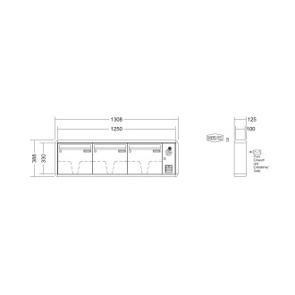Briefkastenanlage Aufputz Renz RS2000 1-6 fach, Sprech - Klingel: mit Sprech Klingel, Kastengröße: 370 x 330 x 100mm ( 12 Liter ), Teilnehmer: 3 Teilnehmer, Anlagenfarbe: Standard Farben