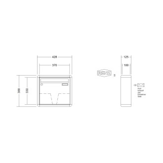 Briefkastenanlage Aufputz Renz RS2000 1-6 fach, Sprech - Klingel: ohne Sprech - Klingel, Kastengröße: 370 x 330 x 100mm ( 12 Liter ), Teilnehmer: 1 Teilnehmer, Anlagenfarbe: Standard Farben