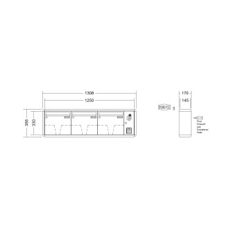 Briefkastenanlage Aufputz Renz RS2000 1-6 fach, Sprech - Klingel: mit Sprech Klingel, Kastengröße: 370 x 330 x 145mm ( 17 Liter ), Teilnehmer: 3 Teilnehmer, Anlagenfarbe: Standard Farben