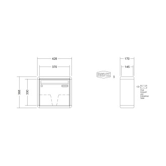 Briefkastenanlage Aufputz Renz RS2000 1-6 fach, Sprech - Klingel: ohne Sprech - Klingel, Kastengröße: 370 x 330 x 145mm ( 17 Liter ), Teilnehmer: 1 Teilnehmer, Anlagenfarbe: Standard Farben