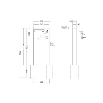 Briefkastenanlage freistehend Renz RS 2000 1-6 fach, Sprech - Klingel: mit Sprech Klingel, Montageart: zum Einbetonieren, Kastengröße: 370 x 330 x 100mm ( 12 Liter ), Teilnehmer: 1 Teilnehmer, Anlagenfarbe: Standard Farben