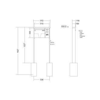Briefkastenanlage freistehend Renz Tetro 1-6 fach, Sprech - Klingel: mit Sprech Klingel, Montageart: zum Einbetonieren, Kastengröße: 370 x 330 x 100mm ( 12 Liter ), Teilnehmer: 1 Teilnehmer, Anlagenfarbe: Edelstahl V4A
