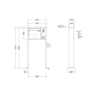Briefkastenanlage freistehend Renz Tetro 1-6 fach, Sprech - Klingel: mit Sprech Klingel, Montageart: zum Aufschrauben, Kastengröße: 370 x 330 x 145mm ( 17 Liter ), Teilnehmer: 1 Teilnehmer, Anlagenfarbe: Standard Farben