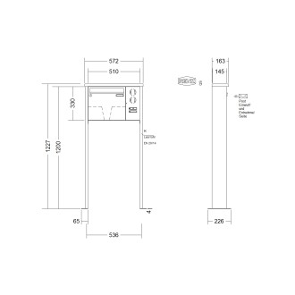 Briefkastenanlage freistehend Renz Tetro 1-6 fach, Sprech - Klingel: mit Sprech Klingel, Montageart: zum Aufschrauben, Kastengröße: 370 x 330 x 145mm ( 17 Liter ), Teilnehmer: 1 Teilnehmer, Anlagenfarbe: Edelstahl V4A