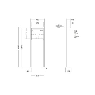 Briefkastenanlage freistehend Renz Tetro 1-6 fach, Sprech - Klingel: ohne Sprech - Klingel, Montageart: zum Aufschrauben, Kastengröße: 370 x 330 x 100mm ( 12 Liter ), Teilnehmer: 1 Teilnehmer, Anlagenfarbe: Edelstahl V4A