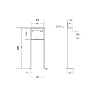 Briefkastenanlage freistehend Renz Tetro 1-6 fach, Sprech - Klingel: ohne Sprech - Klingel, Montageart: zum Aufschrauben, Kastengröße: 370 x 330 x 145mm ( 17 Liter ), Teilnehmer: 1 Teilnehmer, Anlagenfarbe: Standard Farben