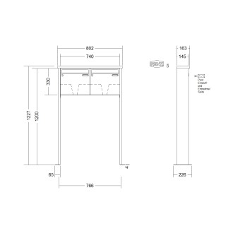 Briefkastenanlage freistehend Renz Tetro 1-6 fach, Sprech - Klingel: ohne Sprech - Klingel, Montageart: zum Aufschrauben, Kastengröße: 370 x 330 x 145mm ( 17 Liter ), Teilnehmer: 2 Teilnehmer, Anlagenfarbe: Standard Farben