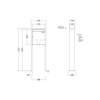 Briefkastenanlage freistehend Renz Tetro 1-6 fach, Sprech - Klingel: ohne Sprech - Klingel, Montageart: zum Aufschrauben, Kastengröße: 370 x 440 x 145mm ( 23 Liter ), Teilnehmer: 1 Teilnehmer, Anlagenfarbe: Edelstahl V4A