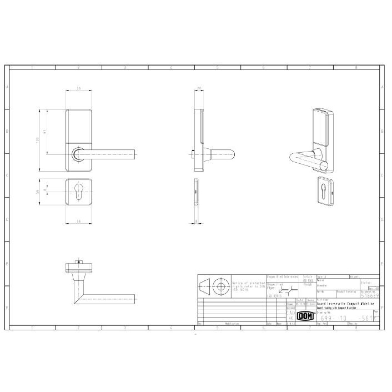 DOM ENiQ Guard Compact Wideline Set Türbeschlag technische Zeichnung